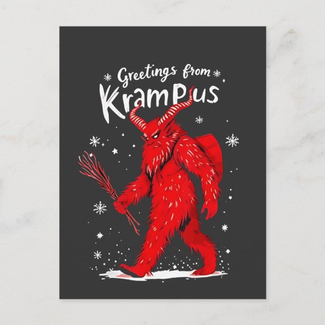 Greeting from Krampus Xmas Christmas  Invitation Postcard (Front)