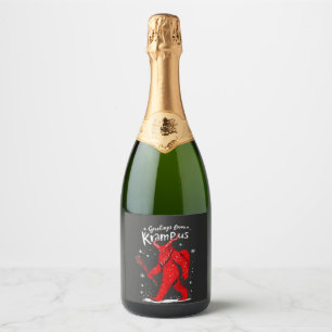 Greeting from Krampus Xmas Christmas Sparkling Wine Label