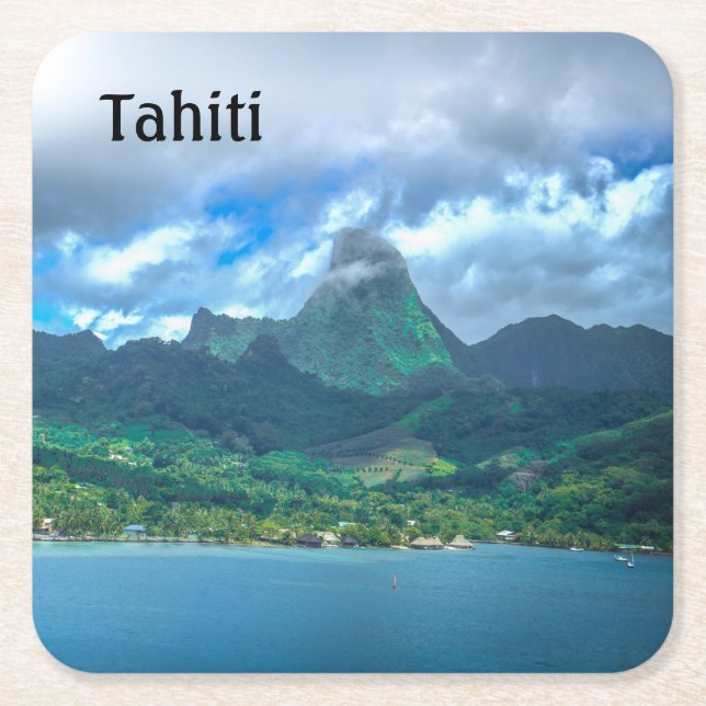 Greeting from Tahiti Square Paper Coaster (Front)