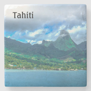 Greeting from Tahiti Stone Coaster