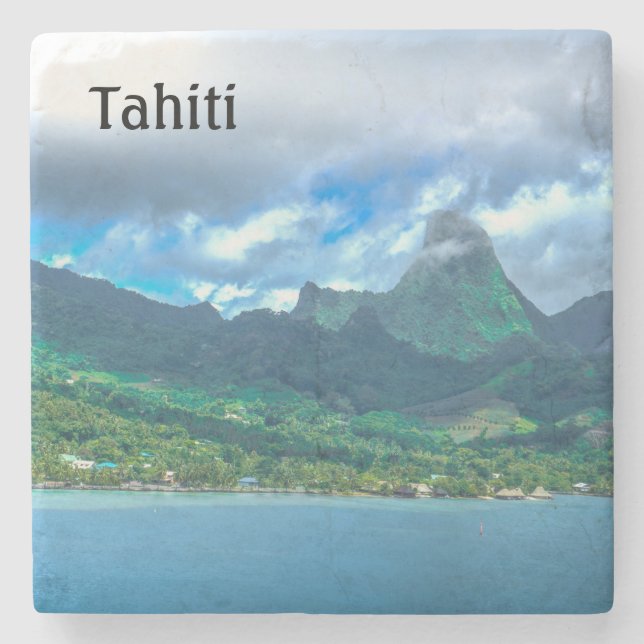Greeting from Tahiti Stone Coaster (Front)