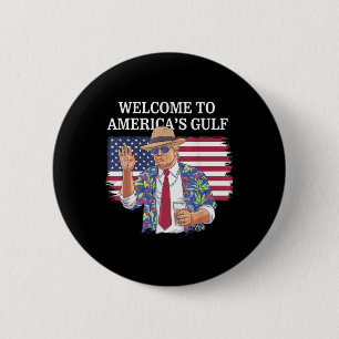 Greeting From The Gulf Beach Of America Patriotic  6 Cm Round Badge