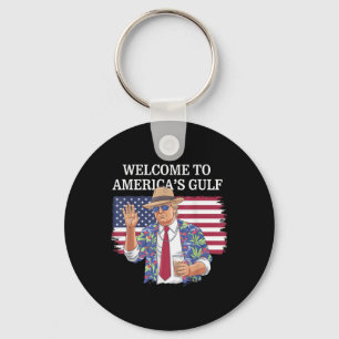Greeting From The Gulf Beach Of America Patriotic Key Ring