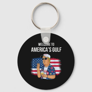 Greeting From The Gulf Beach Of America Patriotic Key Ring