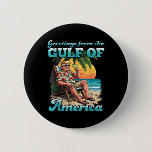 Greeting From The Patriotic Gulf Of Usa America 6 Cm Round Badge