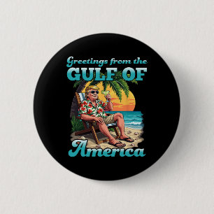 Greeting From The Patriotic Gulf Of Usa America Re 6 Cm Round Badge