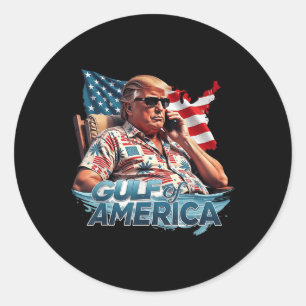 Greeting From The Patriotic Gulf Of Usa America Re Classic Round Sticker