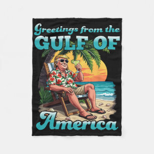 Greeting From The Patriotic Gulf Of Usa America Re Fleece Blanket