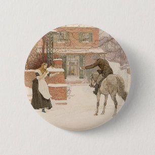 Greeting the Postman by Robert Walker Macbeth 6 Cm Round Badge