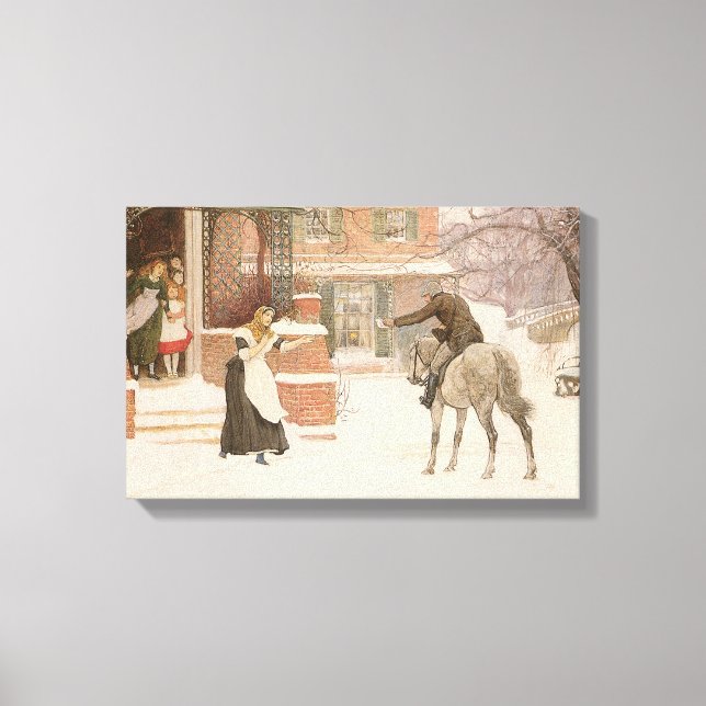 Greeting the Postman by Robert Walker Macbeth Canvas Print (Front)