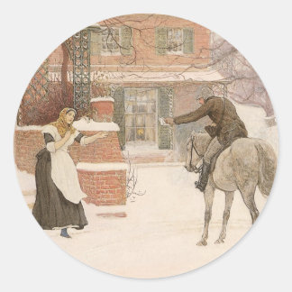 Greeting the Postman by Robert Walker Macbeth Classic Round Sticker