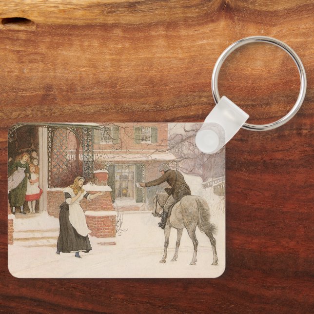 Greeting the Postman by Robert Walker Macbeth Key Ring (Front)