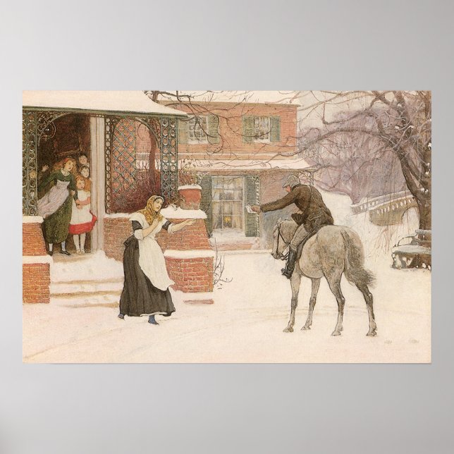 Greeting the Postman by Robert Walker Macbeth Poster (Front)