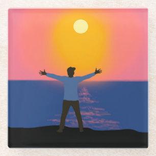 Greeting to the Sun Glass Coaster