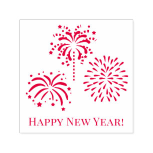Greeting with Fireworks #2 Happy New Year Self-inking Stamp
