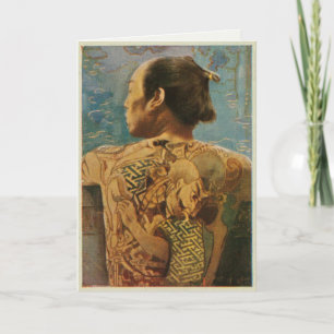 Greetingcard With Tattooed Man From 1920's Japan Card