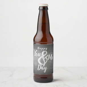 Greetings anniversary in chalkboard look beer bottle label