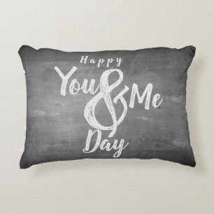 Greetings anniversary in chalkboard look decorative cushion