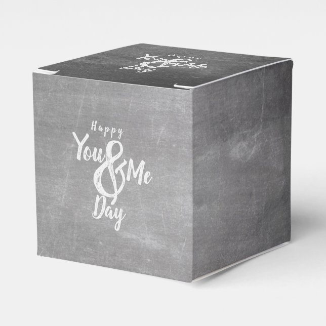 Greetings anniversary in chalkboard look favour box (Front Side)