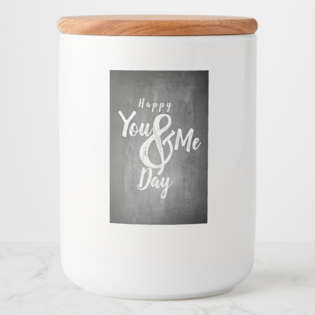 Greetings anniversary in chalkboard look food label (Front)