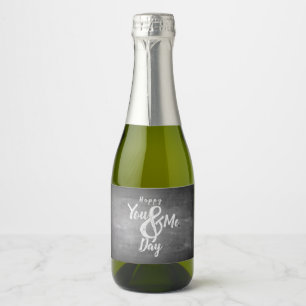 Greetings anniversary in chalkboard look sparkling wine label