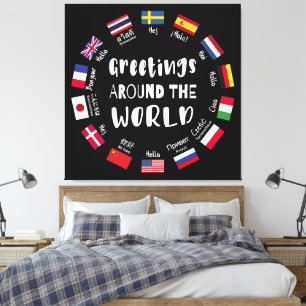 Greetings around the world, Hello in all languages Canvas Print