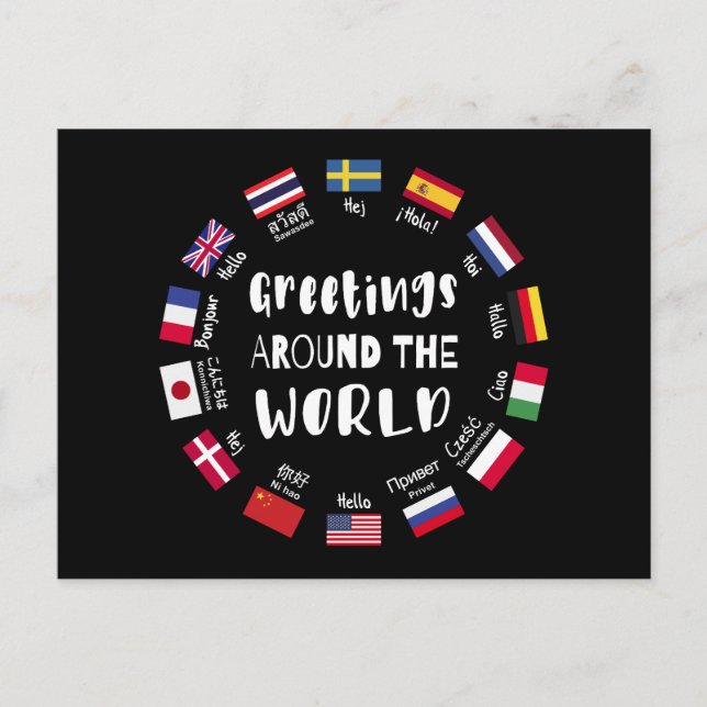 Greetings around the world, Hello in all languages Postcard (Front)