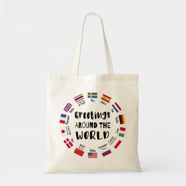 Greetings around the world, Hello in all languages Tote Bag (Front)