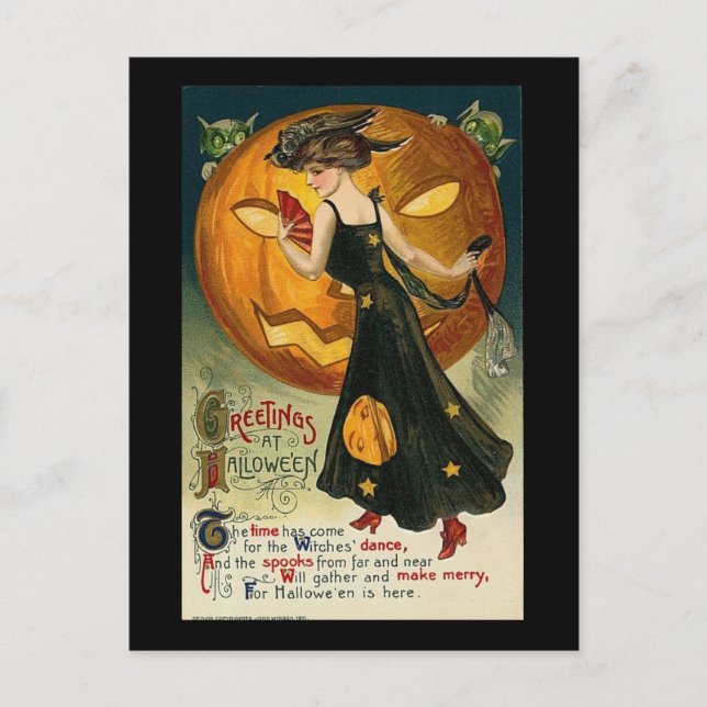Greetings at Halloween the Time has Come Postcard (Front)