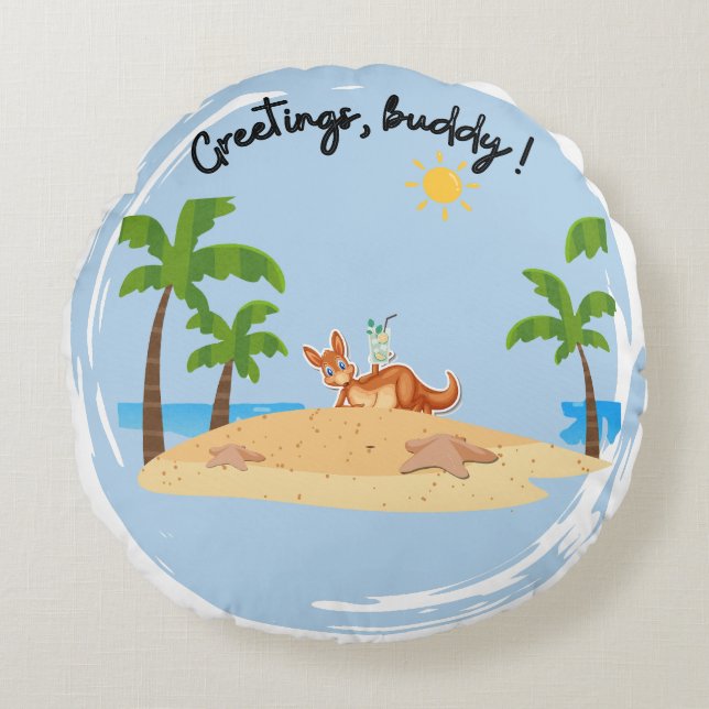 Greetings, buddy! round cushion (Front)