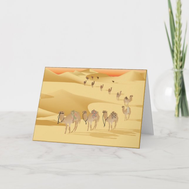 Greetings card Camels in desert (Front)