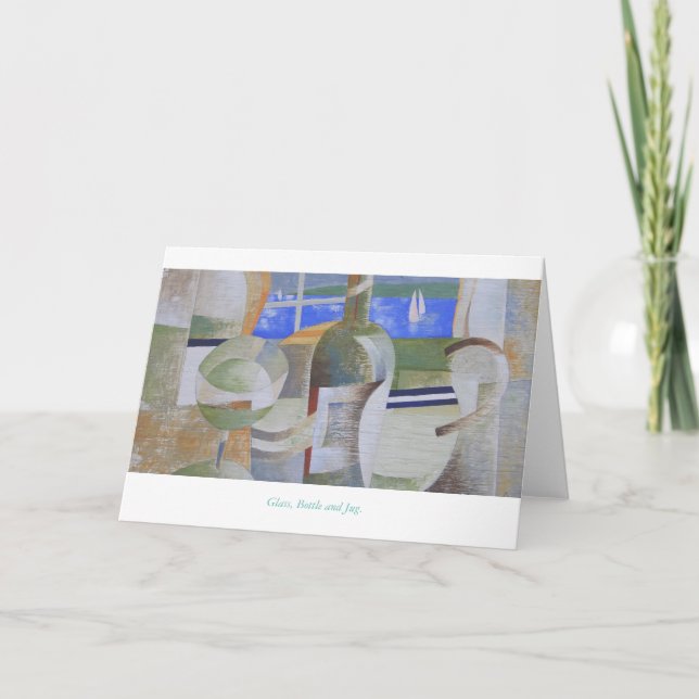 Greetings Card: Glass, Bottle and Jug. Card (Front)