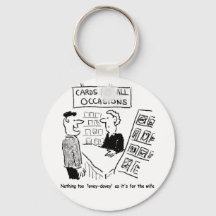 Greetings Card Shop Cartoon. Funny Key Ring