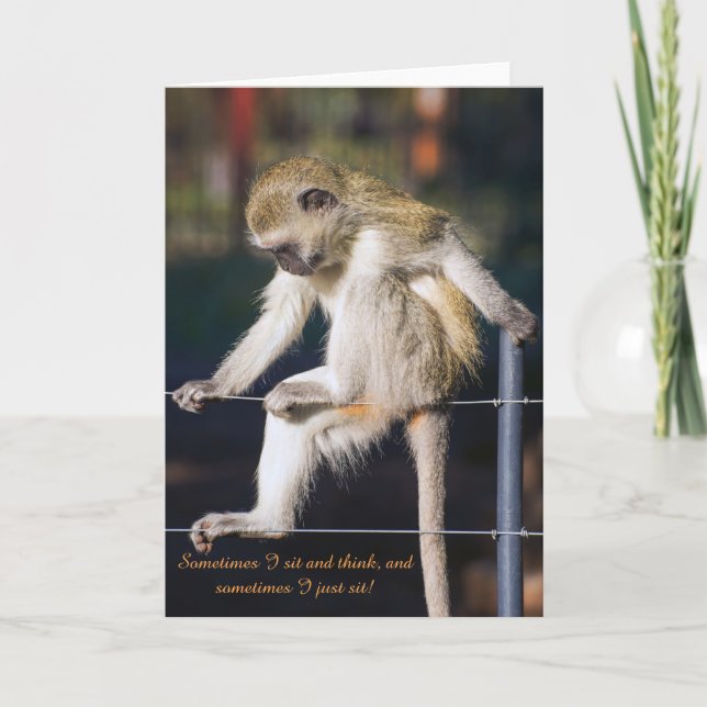 Greetings card with image of Monkey and Slogan (Front)