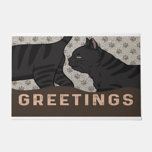 Greetings, Cat Lover, gift For Family Doormat