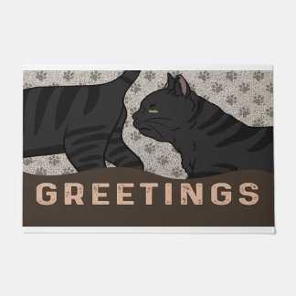 Greetings, Cat Lover, gift For Family Doormat