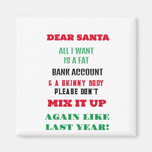 Greetings for Santa Claus and wishes  Magnet (Front)