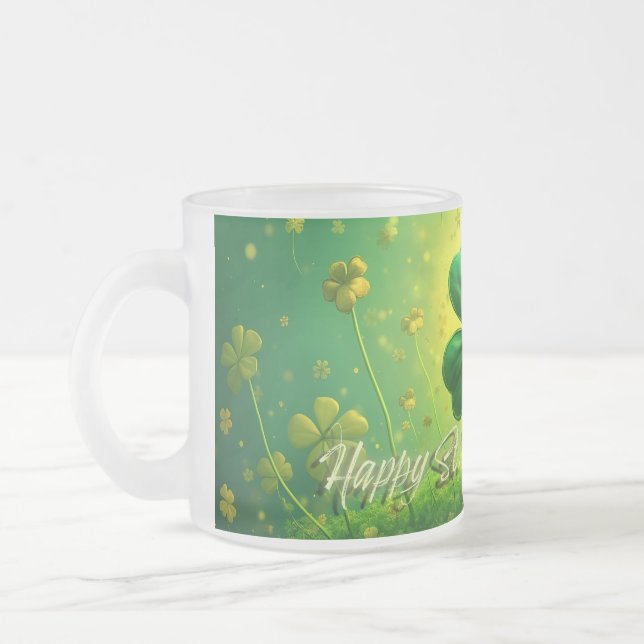 Greetings for St. Patrick's Day Frosted Glass Coffee Mug (Left)