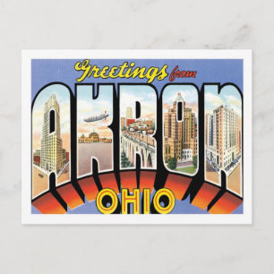 Greetings From Akron Ohio US City Postcard