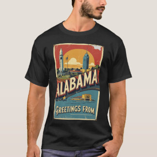 Greetings from Alabama USA Vintage Travel Retro Po T-Shirt