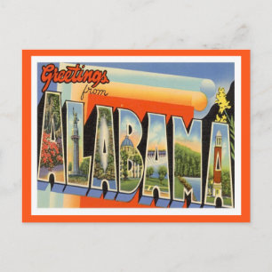 Greetings From Alabama Vintage Postcard