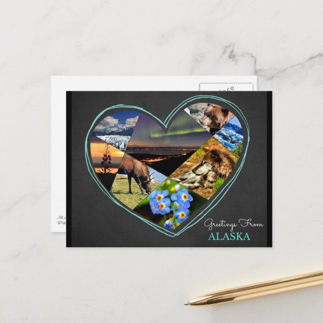 Greetings From Alaska ♥ Postcard (Front/Back In Situ)