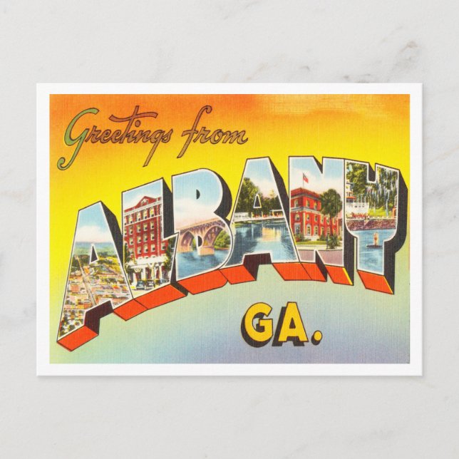 Greetings from Albany, Georgia Vintage Travel Postcard (Front)