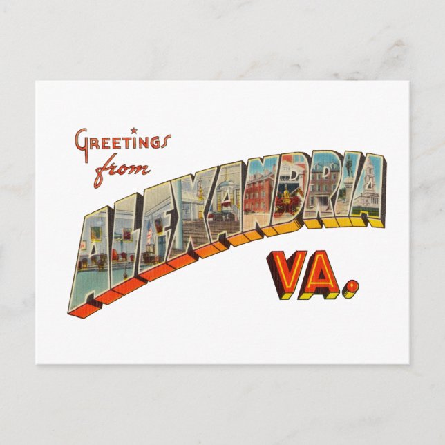 Greetings from Alexandria Virginia Postcard (Front)