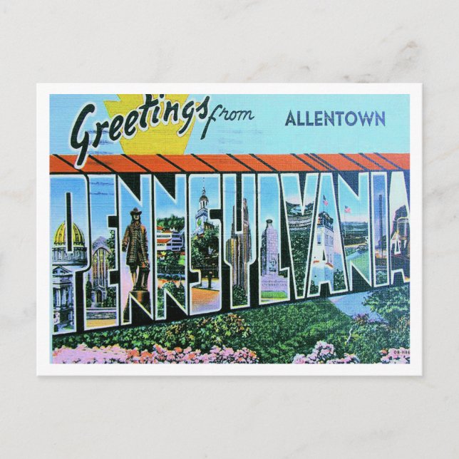 Greetings from Allentown, Pennsylvania Travel Postcard (Front)