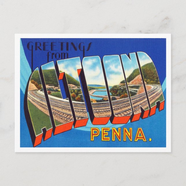 Greetings from Altoona,  Pennsylvania Travel Postcard (Front)