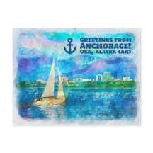 Greetings from Anchorage - Watercolor painting