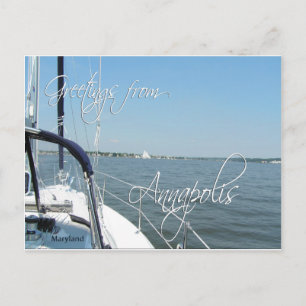 Greetings from Annapolis sailboat  Chesapeake Bay Postcard