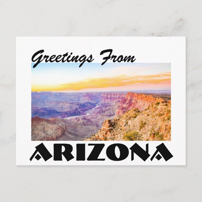Greetings From Arizona Grand Canyon Sunset Postcar Postcard (Front)