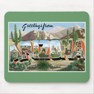 Greetings from Arizona! Retro Catcus Desert Mouse Mat